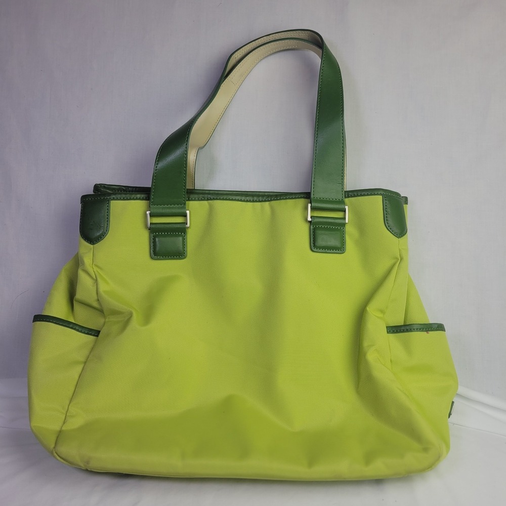 ROOMY TUMI GREEN NYLON & LEATHER EVERYDAY OR TRAVEL WEEKEND TOTE